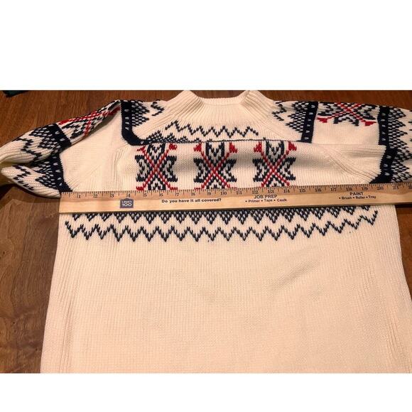 MG Vintage Sweater JCPenny Cream Blue Fair Isle Medium Womens - Picture 4 of 5